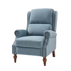 Sharon Blue Traditional Roll Arm Manual Recliner with Wingback for Living Room