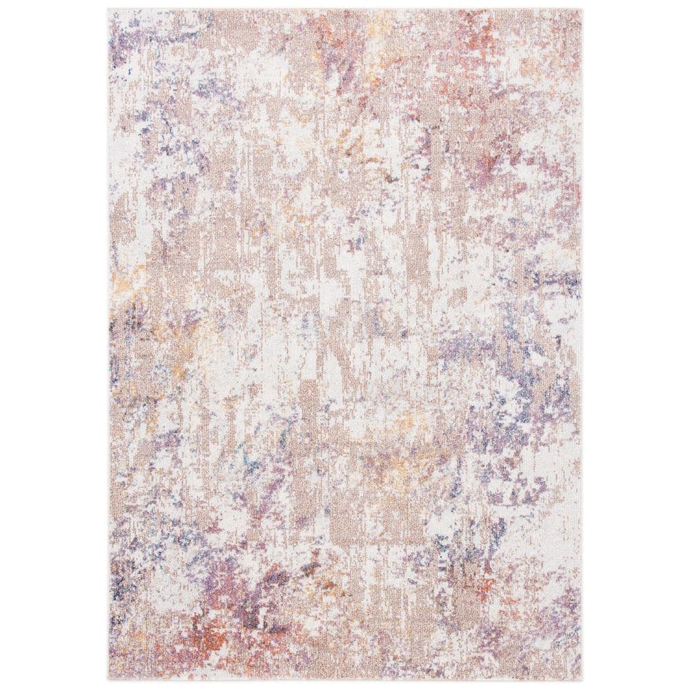 SAFAVIEH Crystal 4 ft. x 6 ft. Ivory/Beige Distressed Marble Area Rug ...