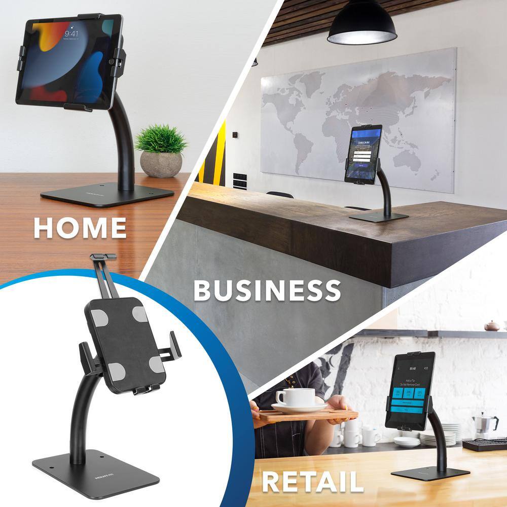 Black Adjustable Anti-Theft Tablet Countertop Kiosk Stand
