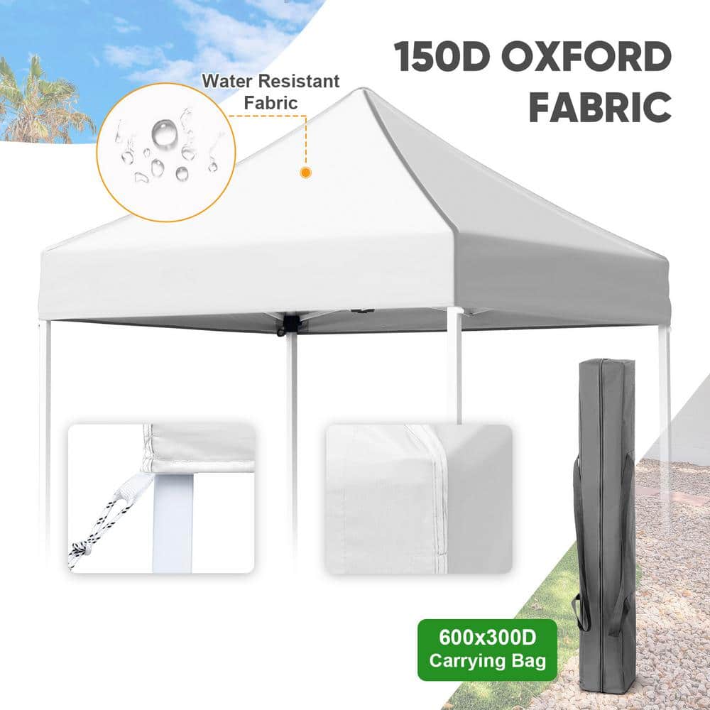 White 5x5 Steel Pop-Up Canopy with Adjustable Height