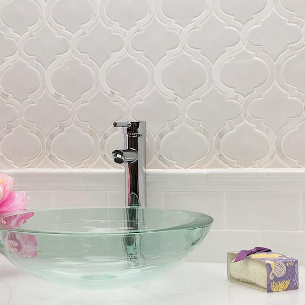 Delphi Arabesque Glacier White 10 in. x 12 in. Glazed Ceramic Mosaic Tile (0.80 sq. ft./Sheet)