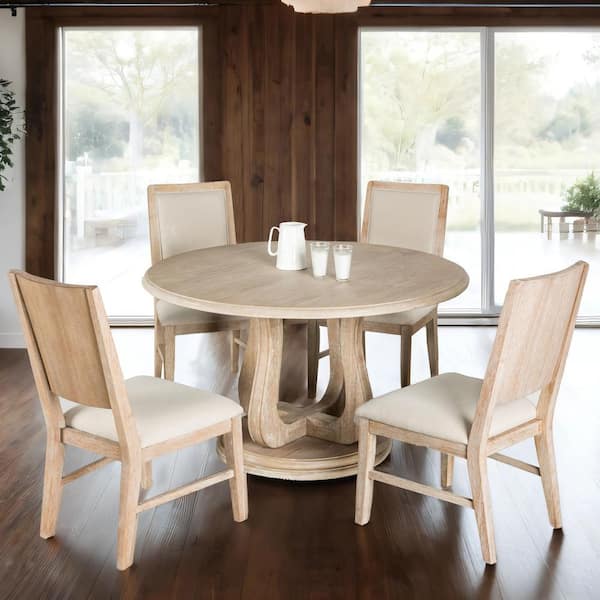 Espica 5-Piece Distressed Natural Wood Top Dining Room Set (Seats 4)