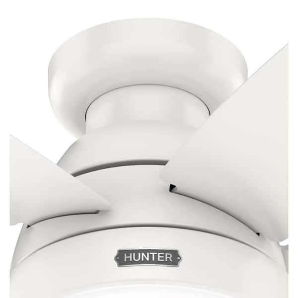 Hunter - Lilliana 52 in. Indoor Fresh White Ceiling Fan with Light Kit Included