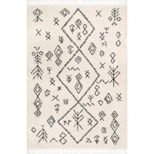 Kayla Moroccan Abstract Tassel Off-White 4 ft. x 6 ft. Area Rug