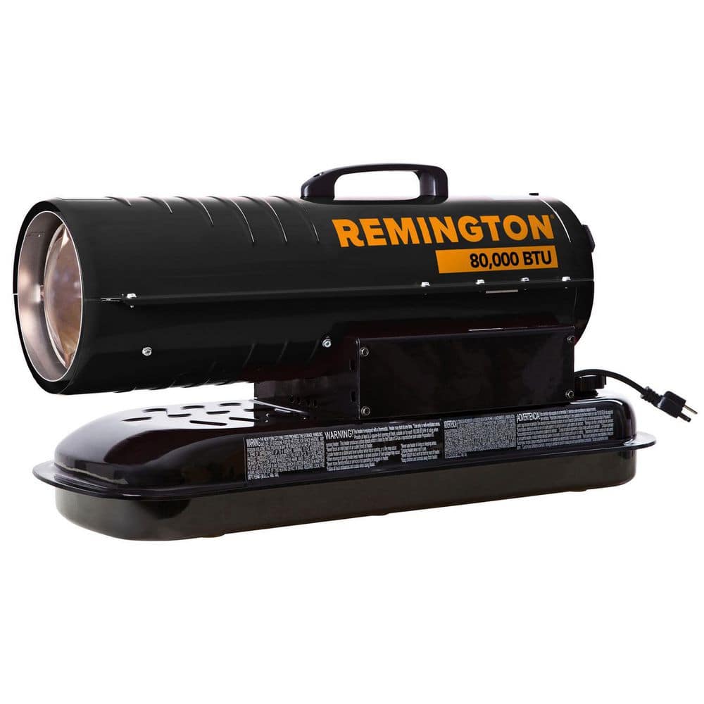 Remington 80,000 BTU Battery Operated Kerosene/Diesel Forced Air Space Heater with Thermostat - Battery Not Included, Black -  REM-80TBOA-KFAB