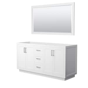 Miranda 65.25 in. W x 21.75 in. D x 33 in. H Double Sink Bath Vanity Cabinet without Top in White with 58 in. Mirror