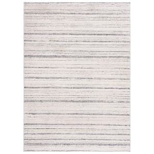 Martha Stewart Ivory/Dark Gray 4 ft. x 6 ft. Muted Striped Area Rug