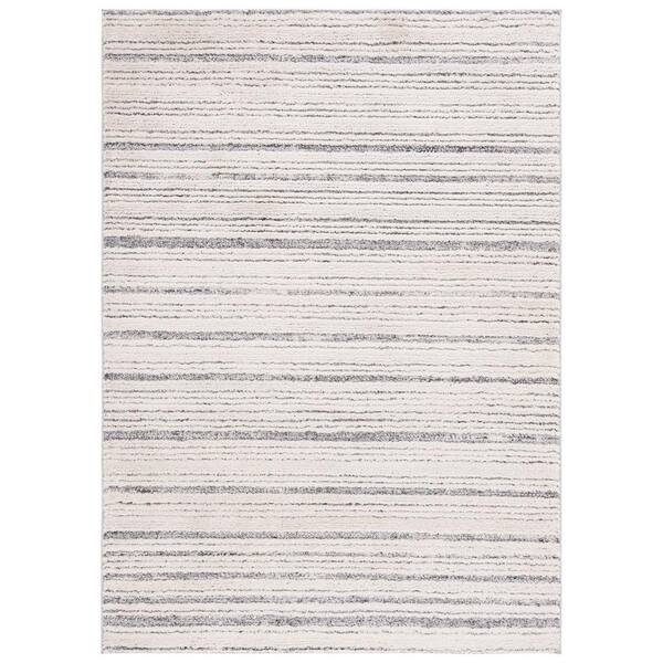 SAFAVIEH Martha Stewart Ivory/Dark Gray 9 ft. x 12 ft. Muted Striped Area Rug