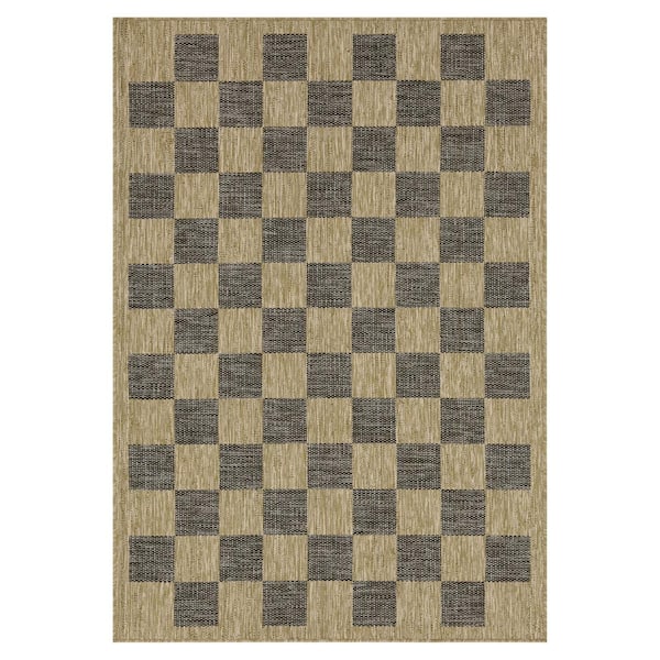 PLAYA RUG Daisy Jute and Black 10 ft. x 13 ft. Indoor/Outdoor Area Rug