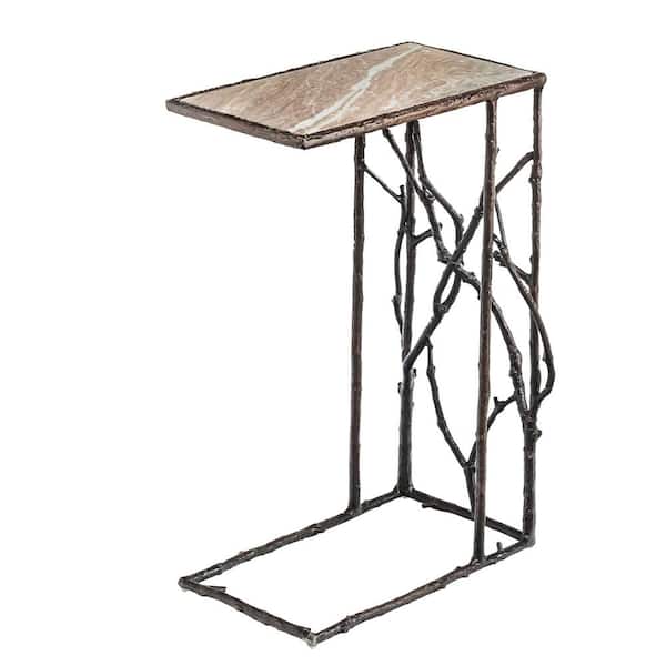Evergreen Metal and Marble Outdoor Side Table Bran Water