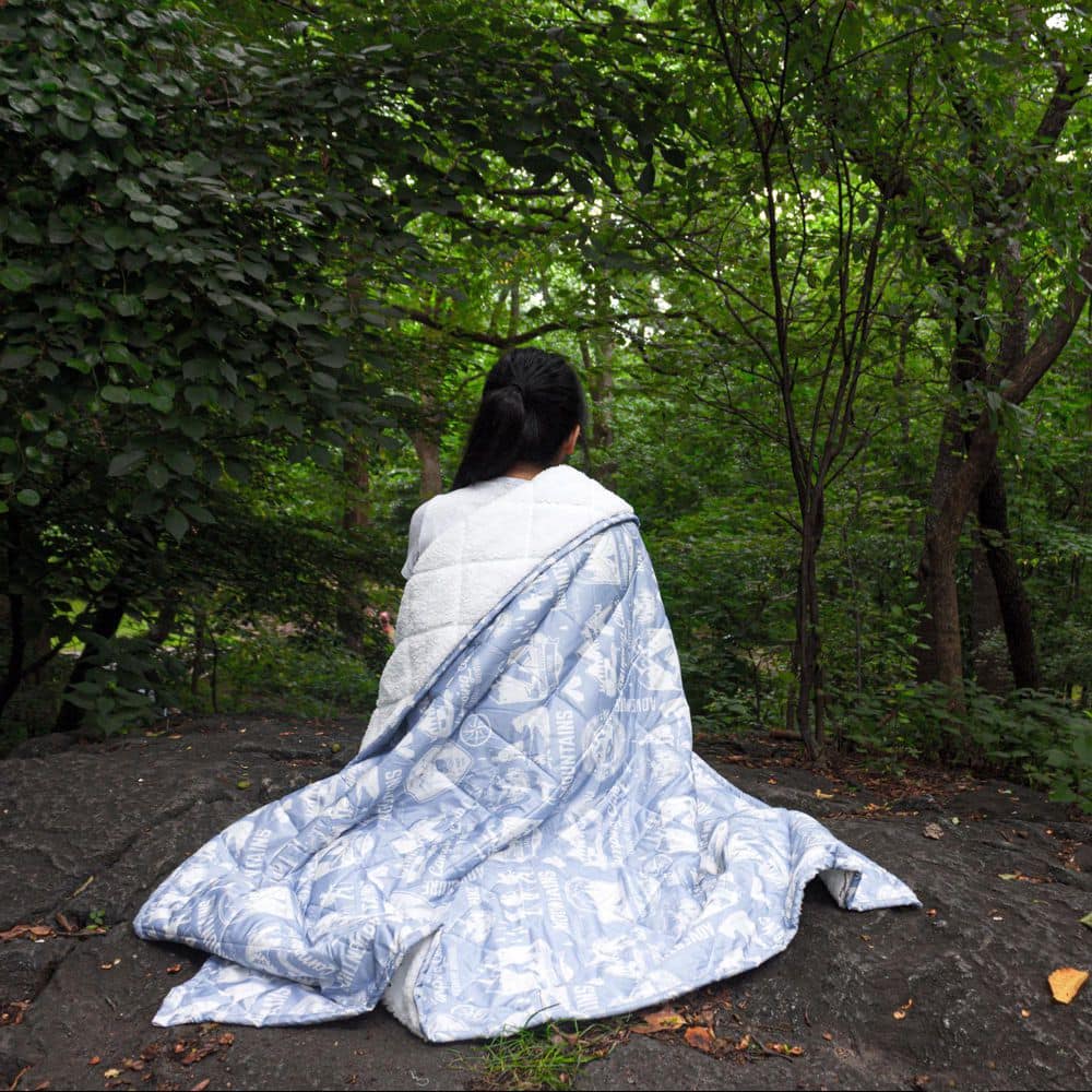 Reversible Light Blue Sherpa and Water-Resistant Throw Blanket 50"x60"