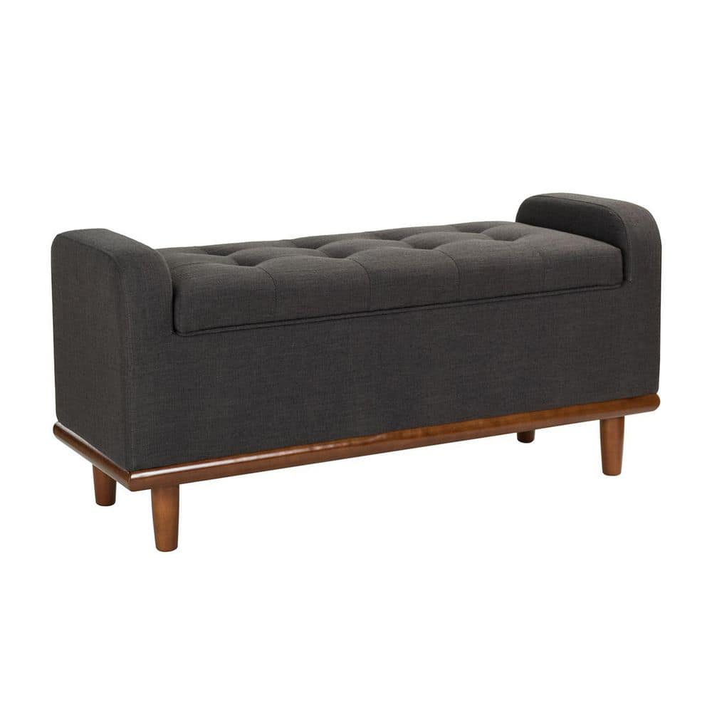 JAYDEN CREATION Christoph Charcoal Upholstered Flip Top Storage Bench