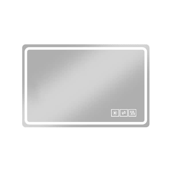 Unbranded Hot Seller Clear 48 in. W x 32 in. H Framless Wall Mirror with Front and Backlit, Anti-Fog, 3-Color and 5-Level Dimmable