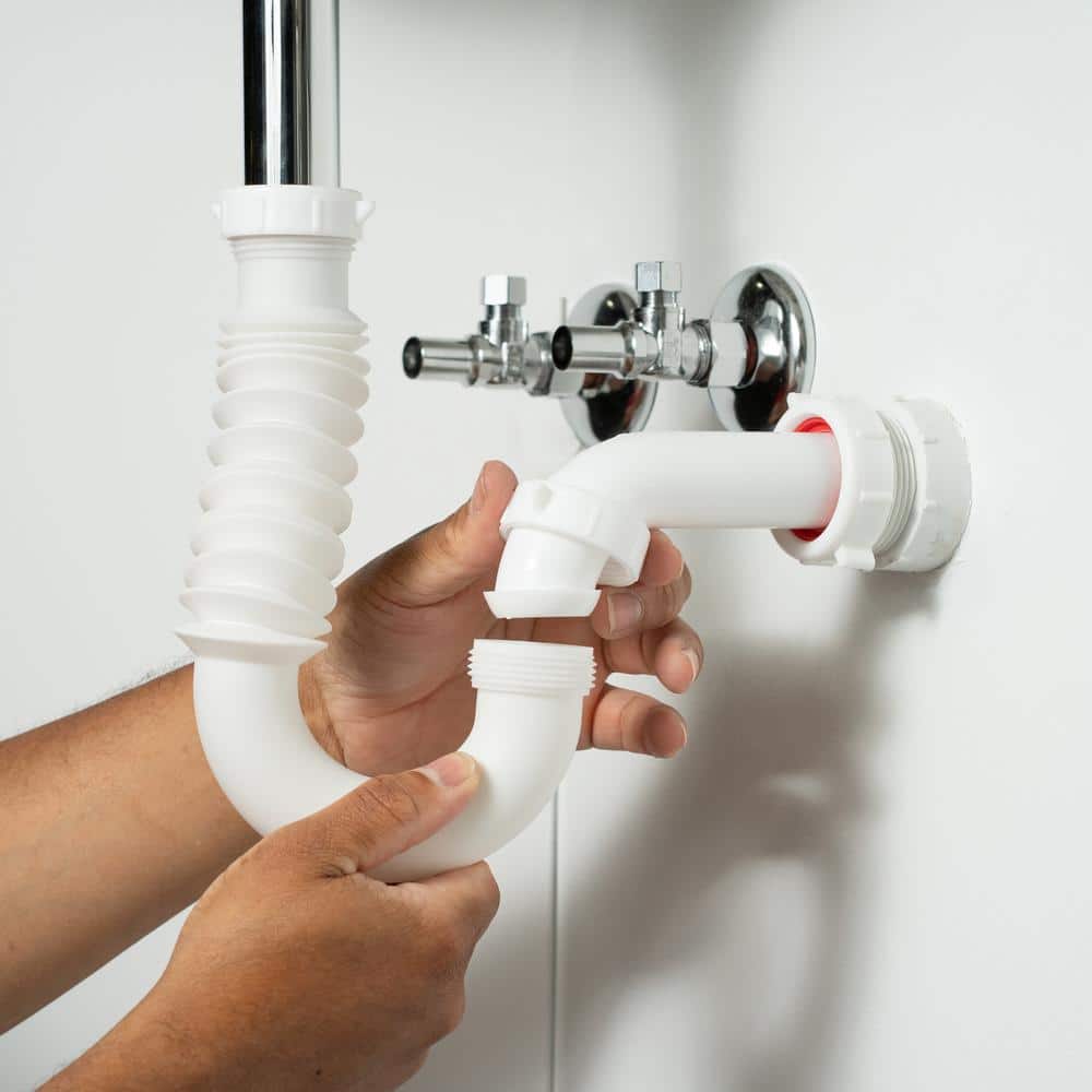 White Polyethylene Flexible P-Trap for Sink Drain