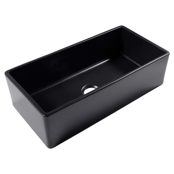 Bradstreet II 36 in. Farmhouse Apron Front Undermount Single Bowl Matte Black Fireclay Kitchen Sink