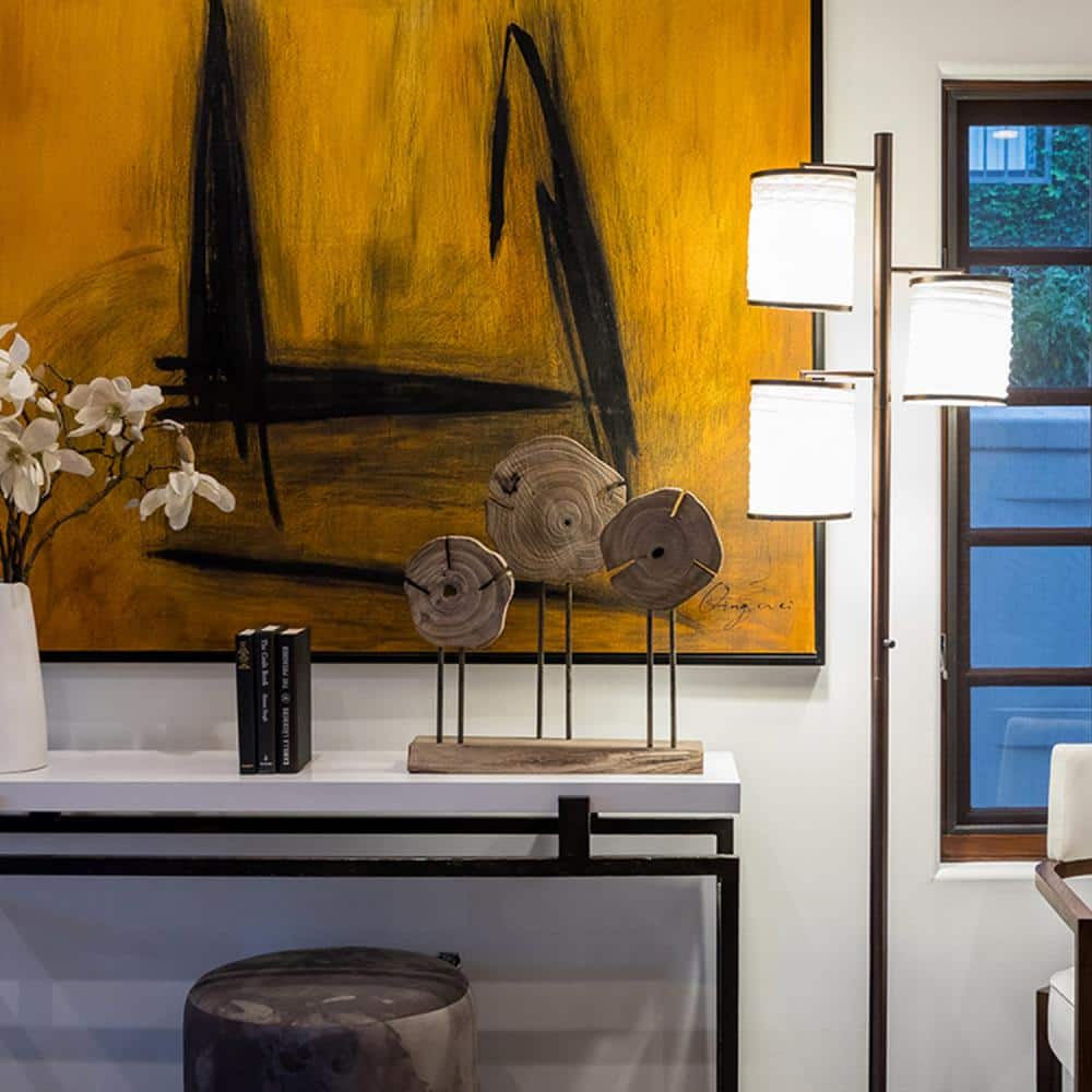 Liam Bronze Multi-Head LED Floor Lamp with Fabric Shades