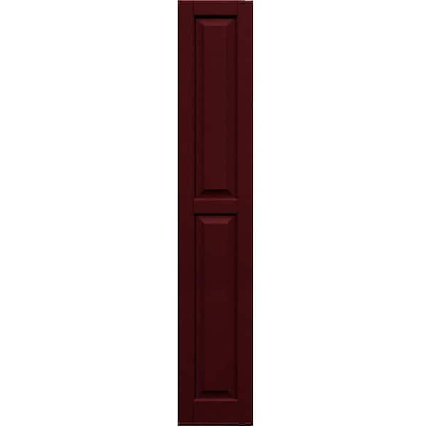 Winworks Wood Composite 12 in. x 69 in. Raised Panel Shutters Pair #650 Board and Batten Red