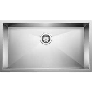 QUATRUS R0 Undermount Stainless Steel 32 in. Single Bowl Kitchen Sink