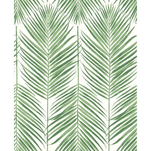 CASA MIA Palm Caribbean Green Vinyl Peel and Stick Wallpaper Roll (Cover 30.75 sq. ft.)