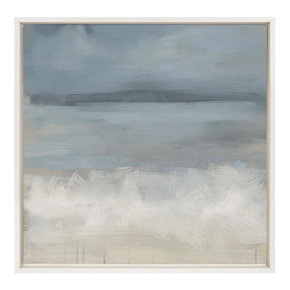 Sylvie 22"x22" Blue and White Abstract Canvas Art