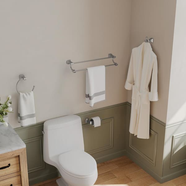 4-Piece Bath Hardware Set with Towel Hook, Towel Rack, Towel Ring, Paper Towel Holder in Brushed Nickel