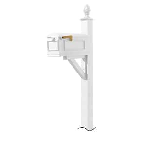 Westhaven White Post Mounted Non-Locking Cast Aluminum Mailbox System