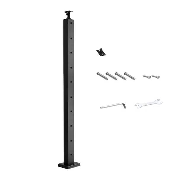 Cable Railing Post, 36 x 1 x 2 in. Deck Stair Post, Stainless Steel, Cable for Cable Railing System, 1-Pack, Black
