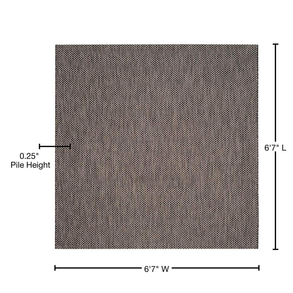 Safavieh Courtyard Black/Beige Square Synthetic Outdoor Area Rug
