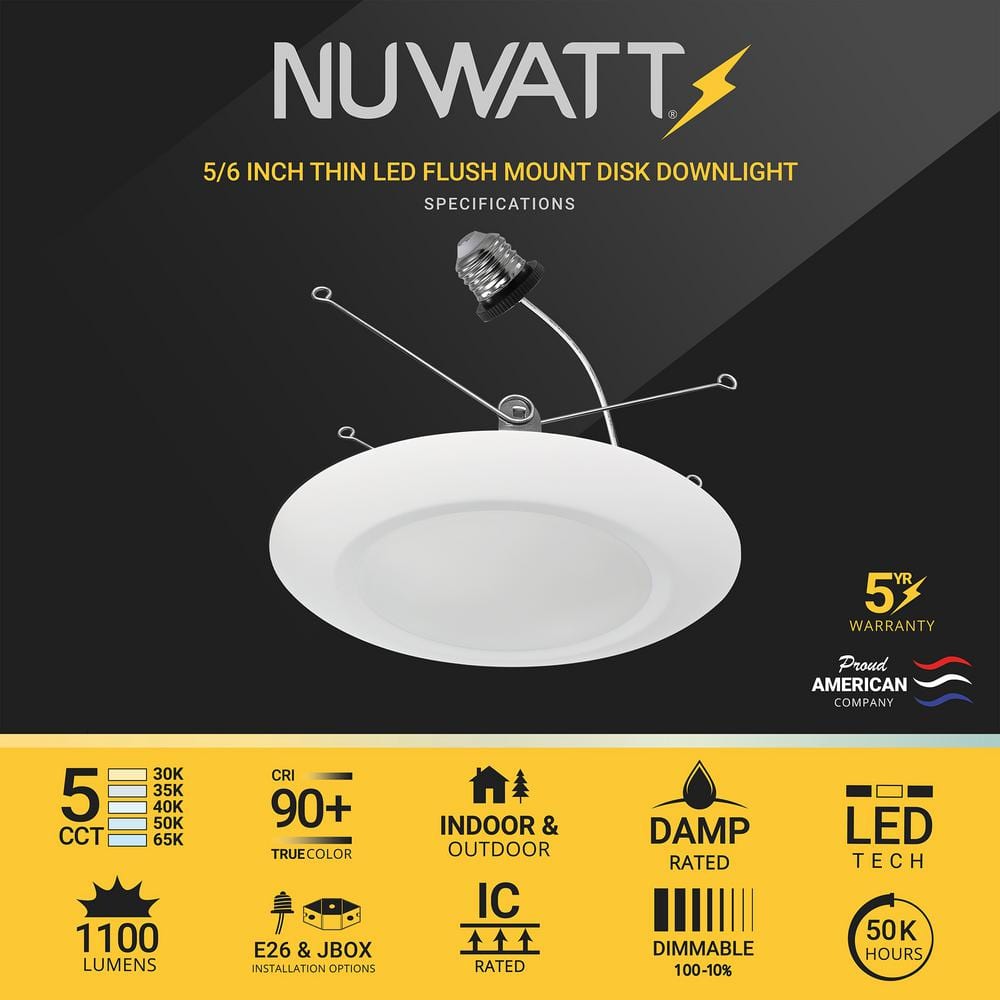 5/6 Inch White Aluminum LED Recessed Lighting Kit, 24 Pack
