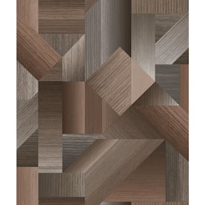 TexStyle Collection Shades of Brown Geometric Shape Shifter Metallic Non-Pasted Non-Woven Paper Wallpaper Roll