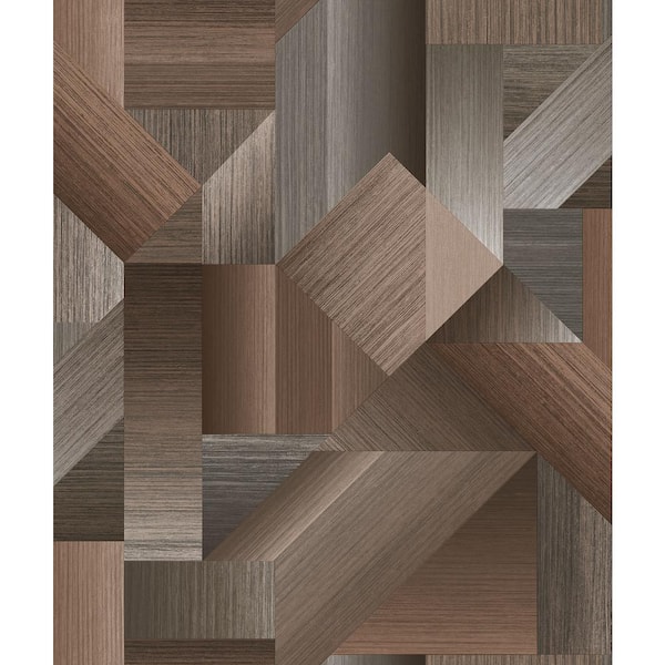 Unbranded TexStyle Collection Shades of Brown Geometric Shape Shifter Metallic Non-Pasted Non-Woven Paper Wallpaper Roll