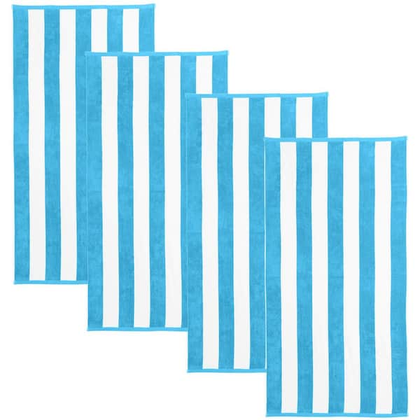 Air Blue 100% Cotton Cabana 4-Pack Oversized Beach and Pool Towels