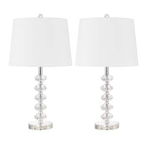 Salzburg 23 in. Clear Crystal Stacked Ball Table Lamp with Off-White Shade (Set of 2)