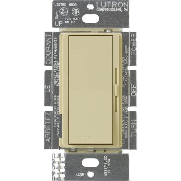 Lutron Diva Dimmer Switch for Incandescent and Halogen Bulbs, 1000-Watt/Single Pole or 3-Way, Ivory (DV-103P-IV)