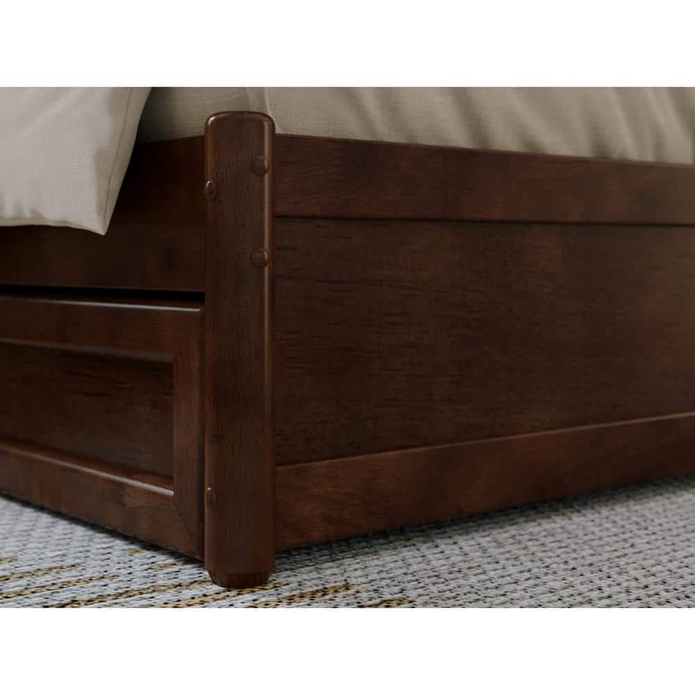 Lylah Dark Walnut King Platform Bed with Storage Drawers