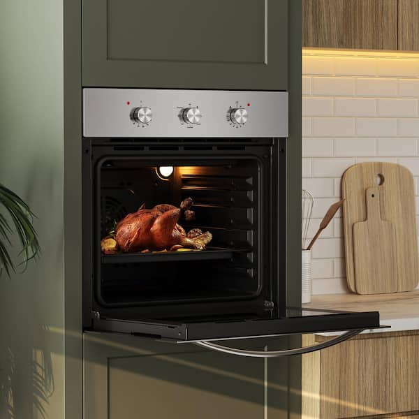 24 in. Single Electric Wall Oven with Convection Fan in Stainless Steel