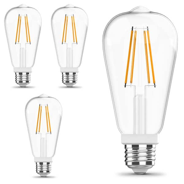 Feit Electric 60-Watt Equivalent ST19 Edison Vintage Filament Clear Glass Motion Activated E26 LED Light Bulb Soft White 2700K(4-Pack)