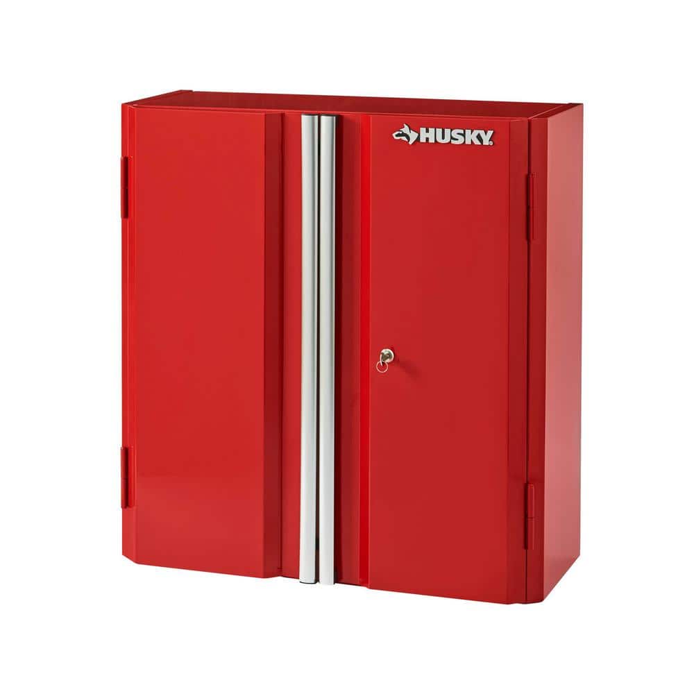 Husky G2802wr Us Ready To Assemble 24 Gauge Steel Wall Mounted Garage Cabinet In Red 28 W X 29 H 12 D