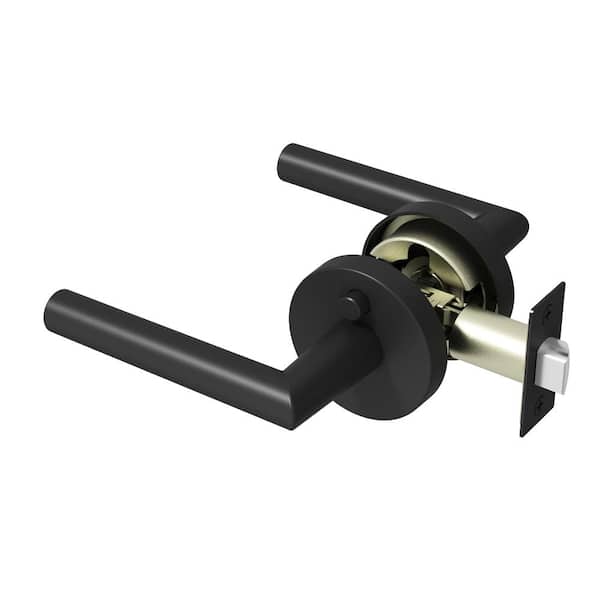 Okun Stark Brass Matte Black Privacy Bed/Bath Round Door Handle
