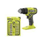 ONE+ 18V Cordless 1/2 in. Hammer Drill (Tool Only) with 10-Piece Wood Spade Bit Set