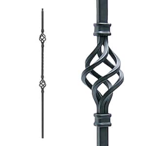Stair Parts 44 in. x 1/2 in. Satin Black Double Basket Iron Baluster for Stair Remodel