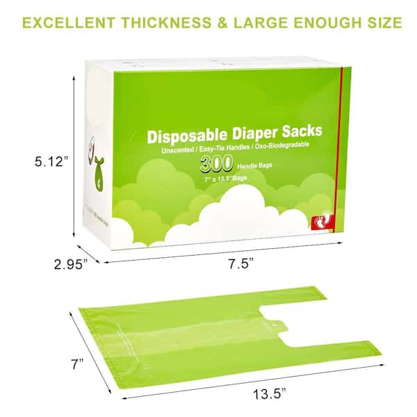 dsiposable diaper Misopily Disposable Bags, 300-Count Biodegradable Sacks with Easy-Tie Handles for Diaper Disposal or Pet Waste, Unscented and compostable with a Injection de b12 Banque filter-packaging-single G/H:3mm