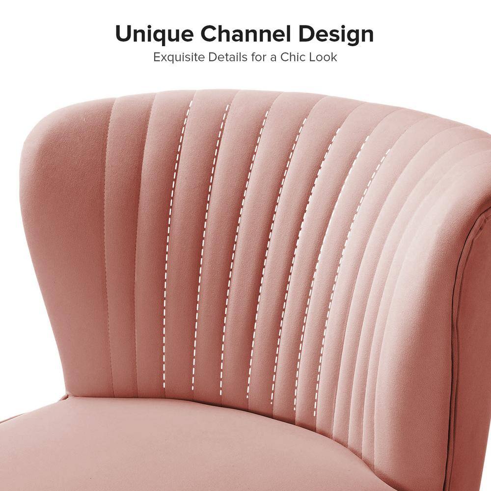 Pink Velvet Accent Chair with Gold Metal Legs
