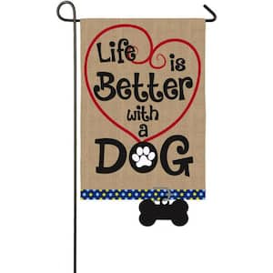 1 ft. x 1-1/2 ft. Life is Better with Dog Garden Burlap Flag