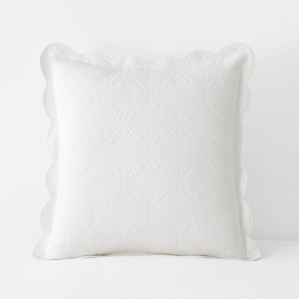 The Company Store Scallop Lightweight Quilted White Cotton Euro Sham