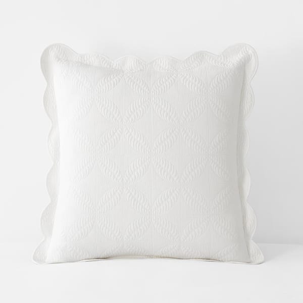 The Company Store Scallop Lightweight Quilted White Cotton Euro Sham