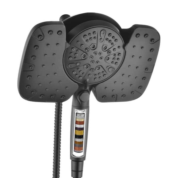 2-Piece 2.5GPM Shower Heads Set in Black with 10 in. Rainfall Shower Head and 9 Spray Detachable Handheld Shower Head