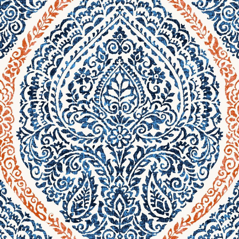Andorra Tiger Lily Blue Tufted Outdoor Wicker Seat Cushions, 19" x 19" (2-Pack)