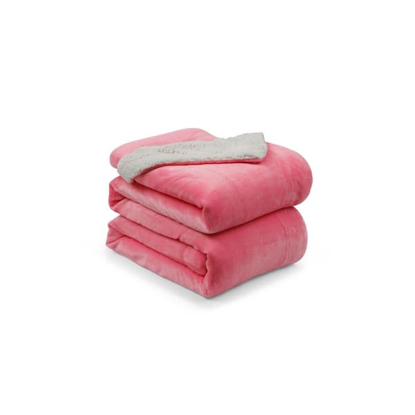 Unbranded Pink Sherpa Throw 100% Polyester Blanket 50 in. x 60 in.