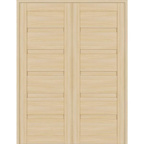 Louver 72 in. x 95.25 in. Both Active Loire Ash Wood Composite Double Prehung Interior Door